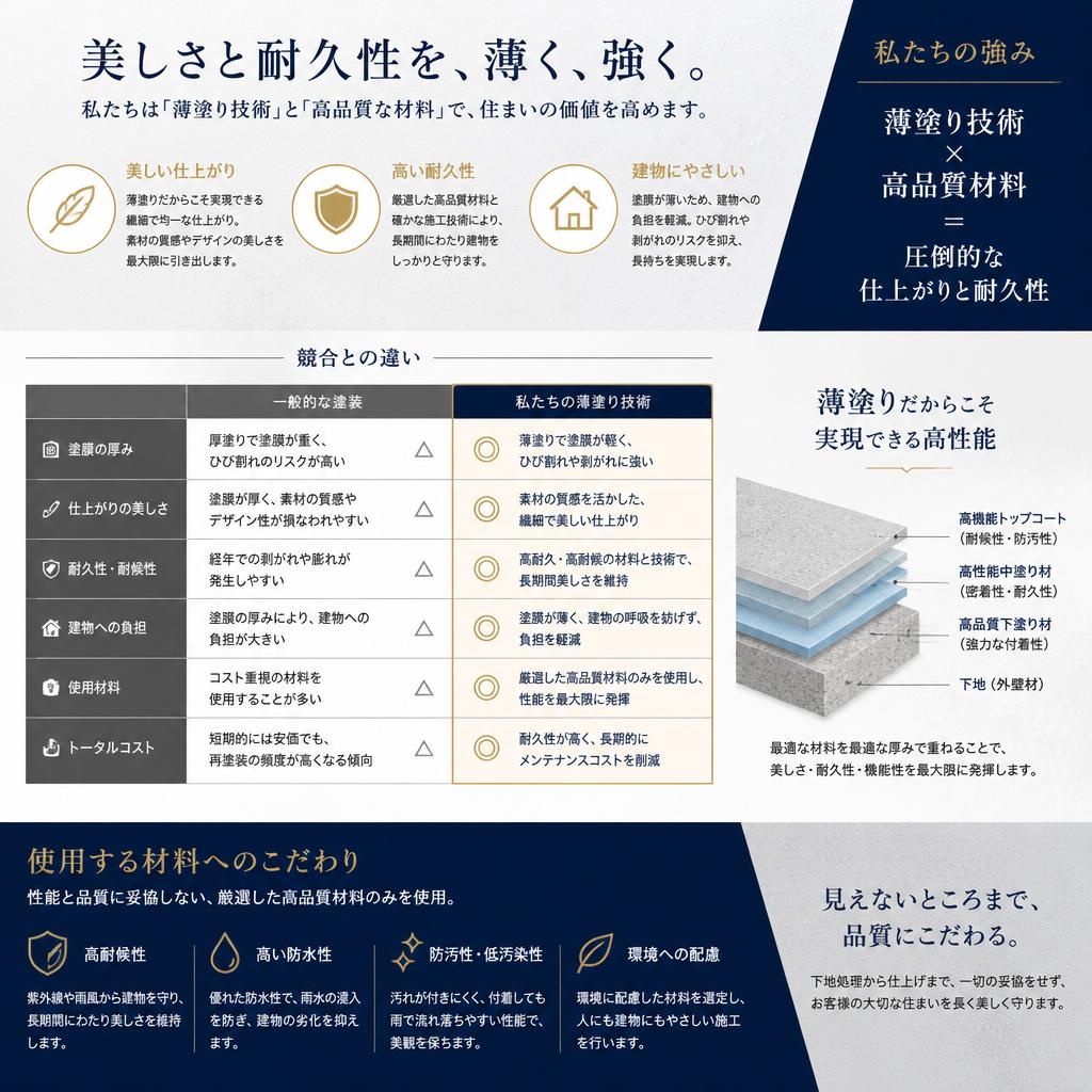 他社との違い - 私たちの優れた品質